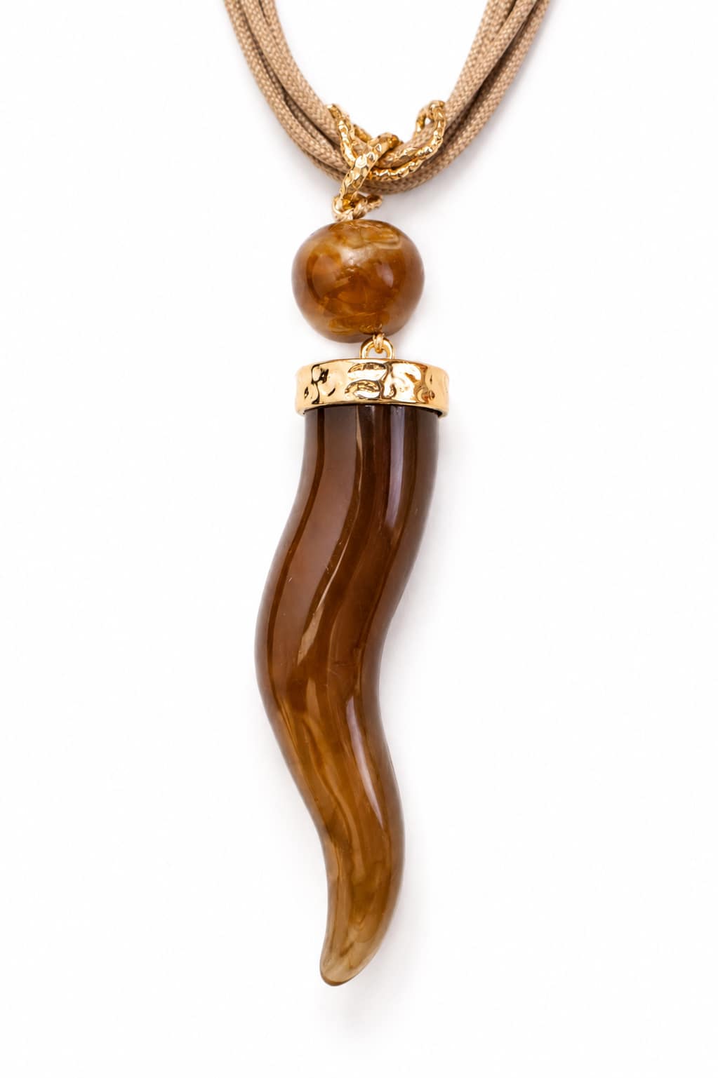Collana con Pendente Corno Marrone