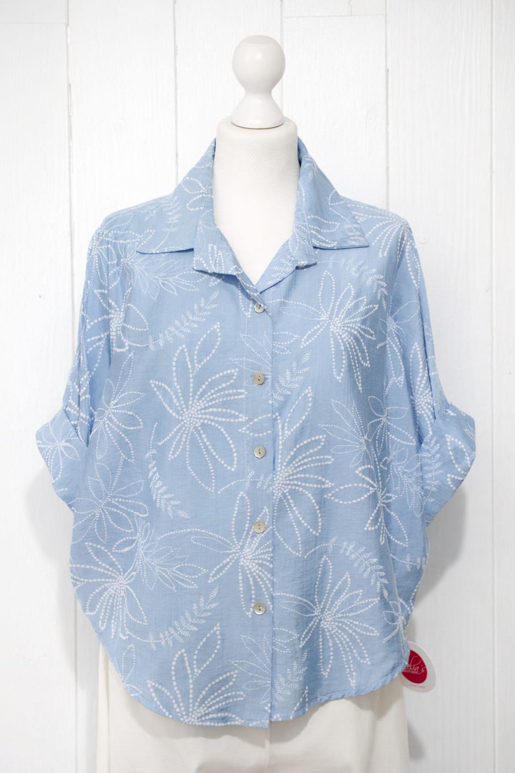 camicia stampa fiori in rilievo