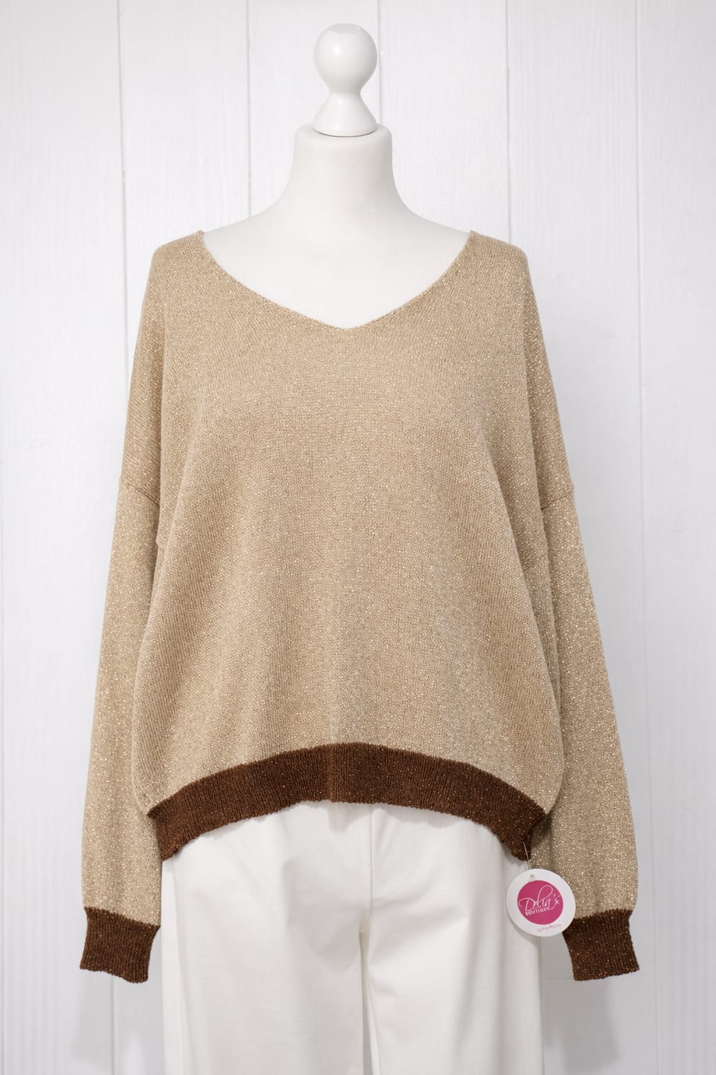 pullover laminato oro