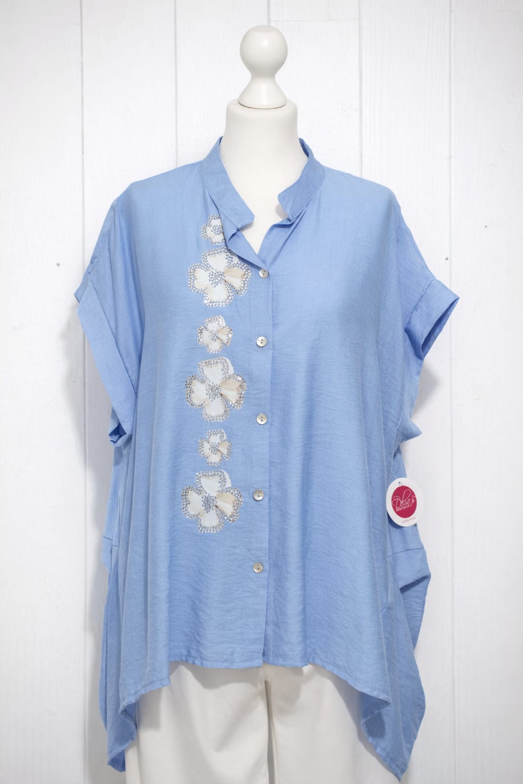 camicia margherite con strass